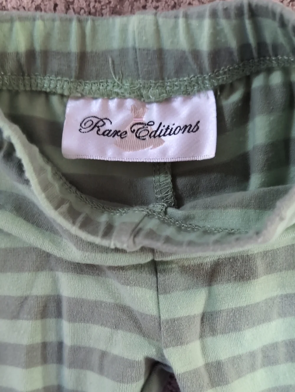 Rare Editions Baby Girl Pink Fox Ruffle Top with Green Striped Leggings